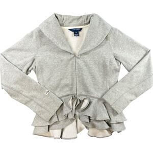 Ralph Lauren Girls Gray Ruffle Peplum Zip Hoodie Jacket XL (16)